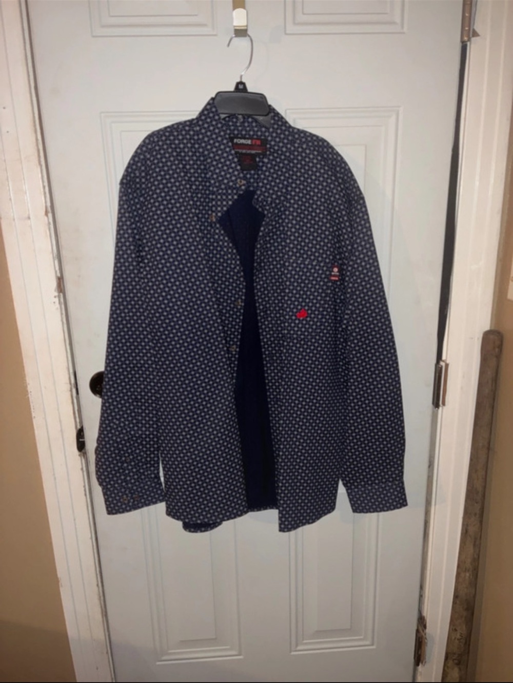 Men's Navy Patterned Button-Up Jacket